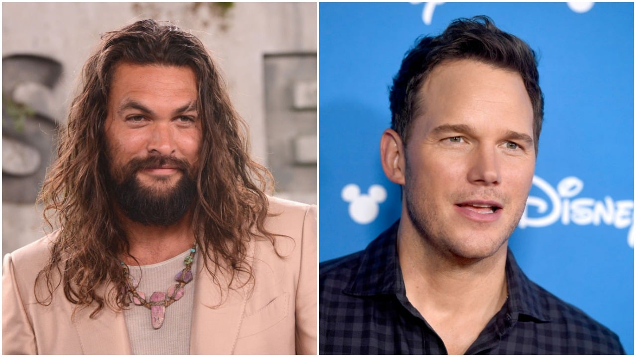 side by side image of jason momoa and chris pratt