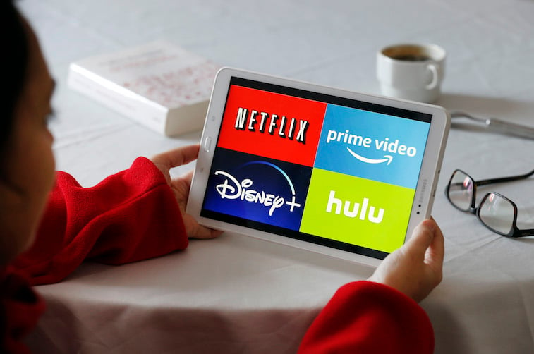 Streaming service apps shown on a tablet