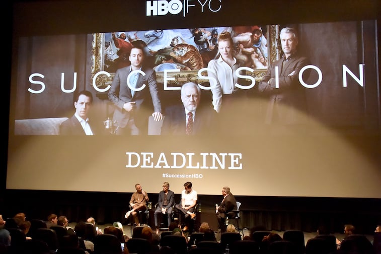 Jeremy Strong, Alan Ruck and Nicholas Braun onstage