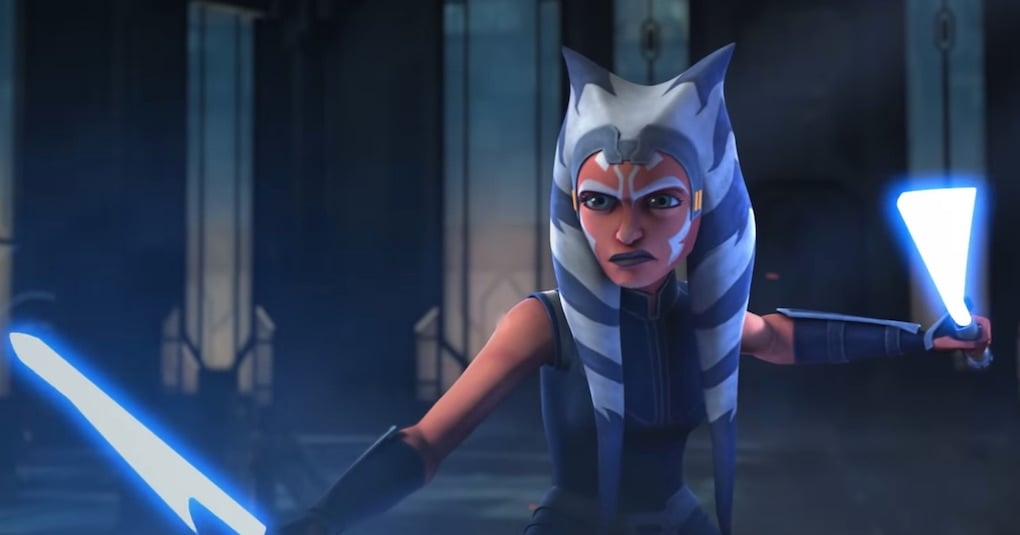 Ahsoka facing off against Maul in 'The Clone Wars' Season 7 trailer.