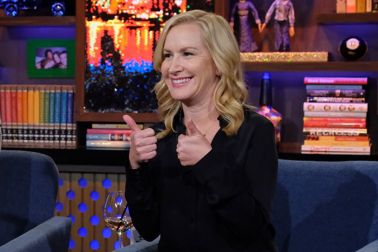 Angela Kinsey on the set of Live With Andy Cohen