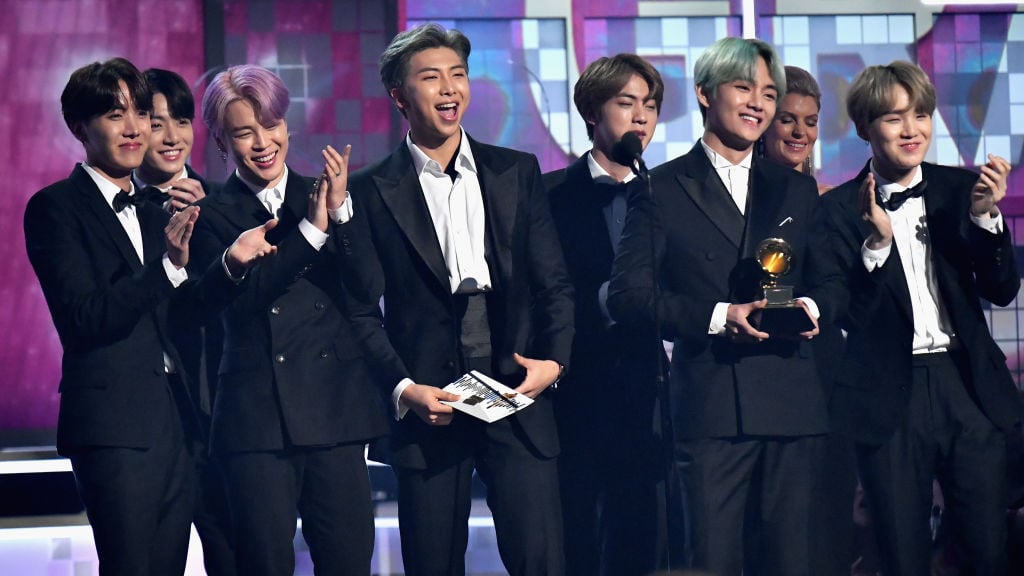 BTS speaks onstage during the 61st Annual GRAMMY Awards