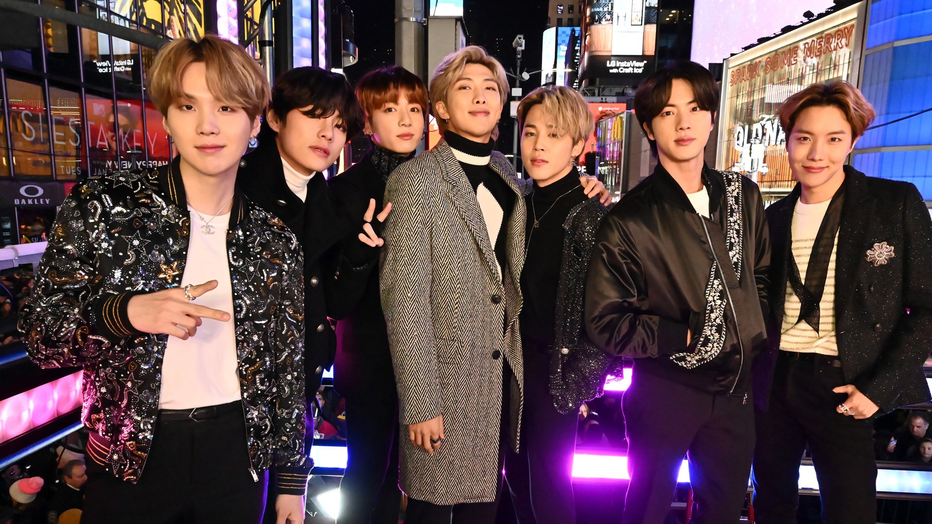 BTS attend Dick Clark's New Year's Rockin' Eve With Ryan Seacrest 2020 on December 31, 2019 in New York City. 