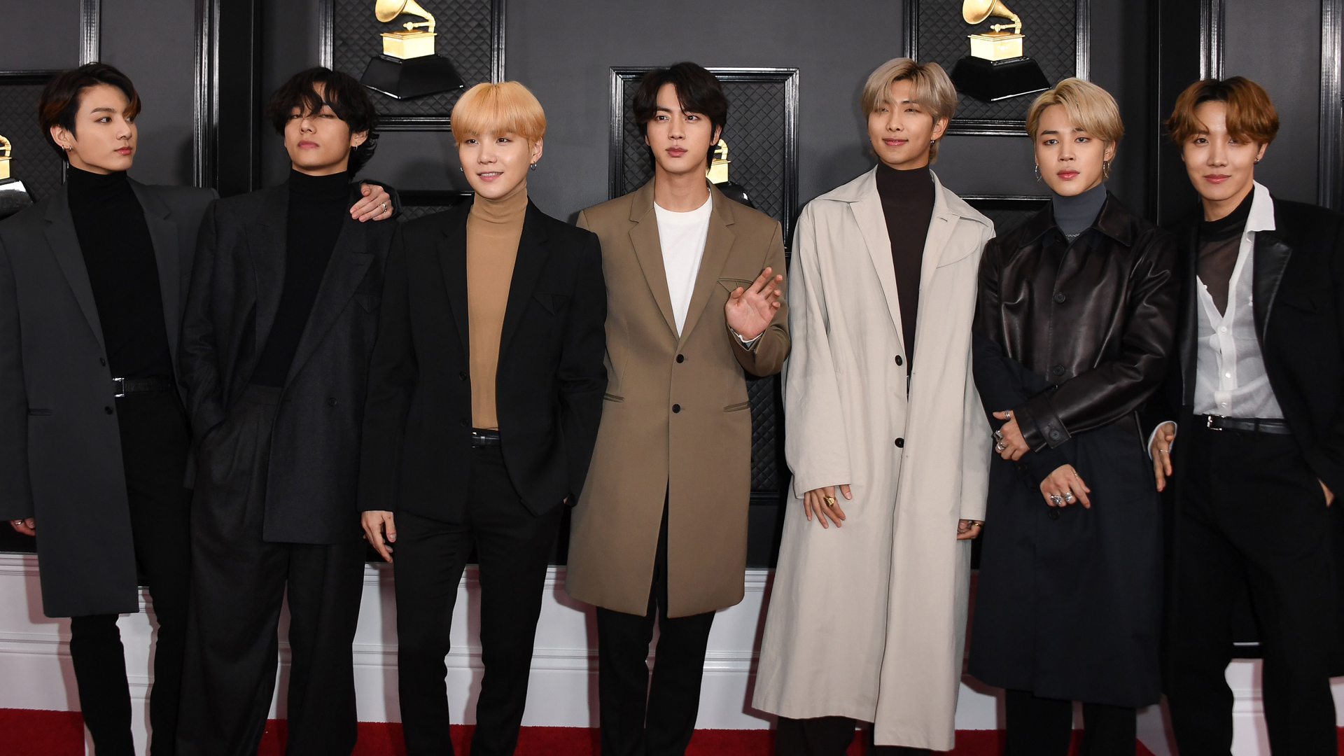 South Korean boy band BTS arrives for the 62nd Annual Grammy Awards on January 26, 2020, in Los Angeles. 