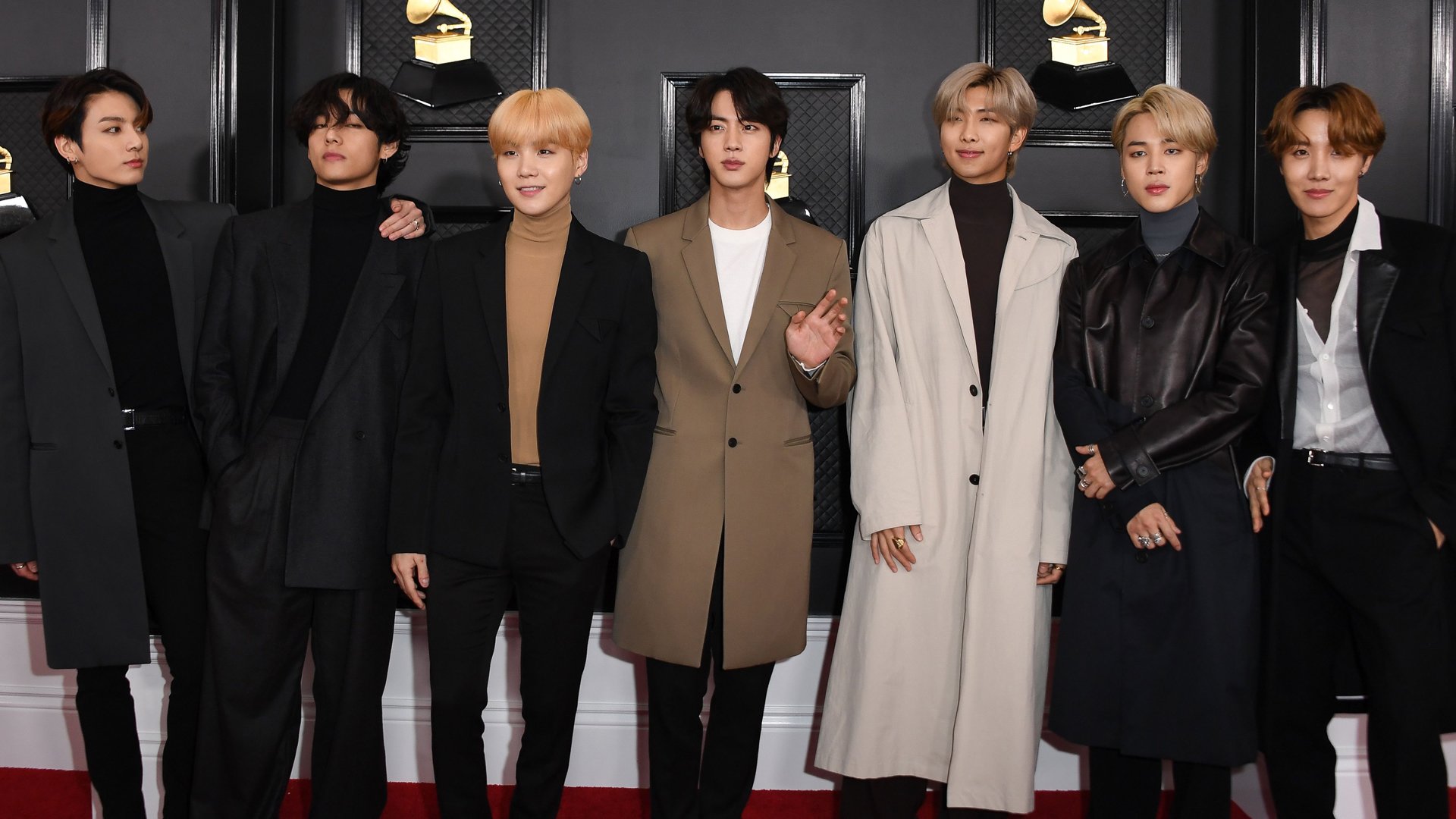 South Korean boy band BTS arrives for the 62nd Annual Grammy Awards on January 26, 2020, in Los Angeles.