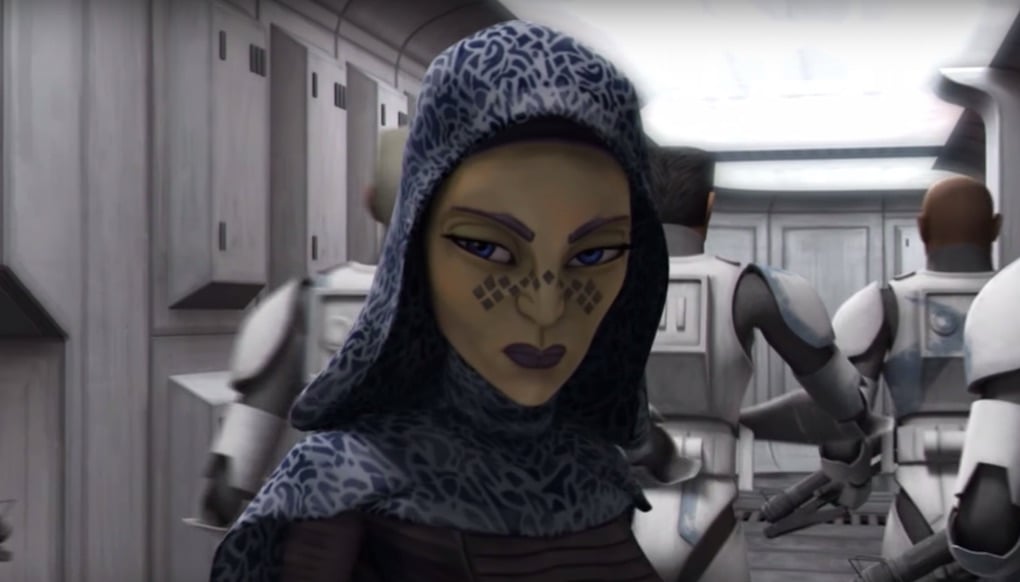 Barriss Offee under the influence of a parasite in Season 2 Episode 8 "Brain Invaders" of 'The Clone Wars.'