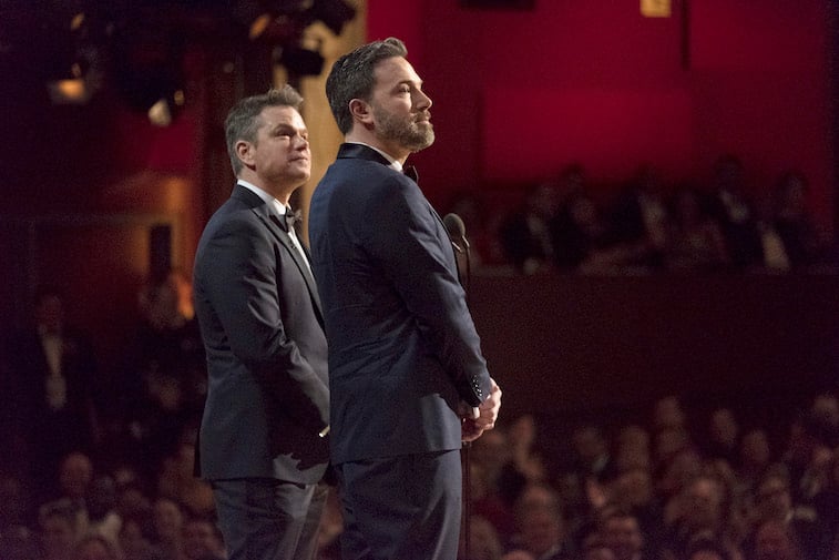 Ben Affleck and Matt Damon present onstage