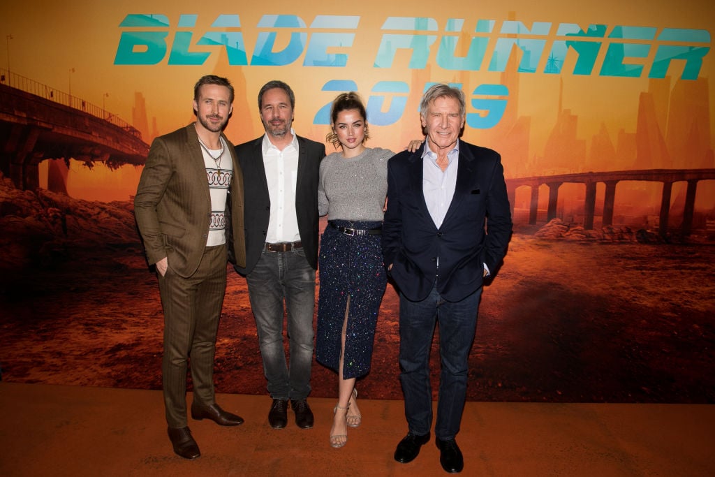 Ryan Gosling, Denis Villeneuve, Ana de Armas, and Harrison Ford