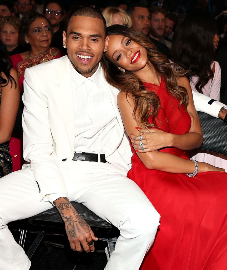 Chris Brown and Rihanna at an award show in 2013
