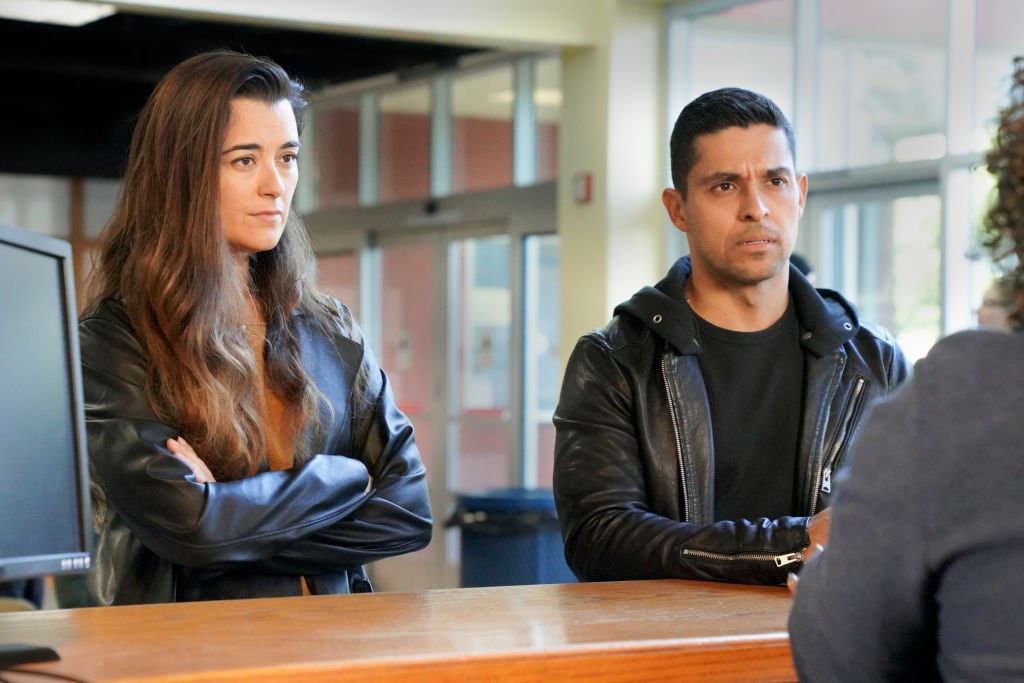 Cote de Pablo and Wilmer Valderrama on the set of 'NCIS.' |  Bill Inoshita/CBS via Getty Images