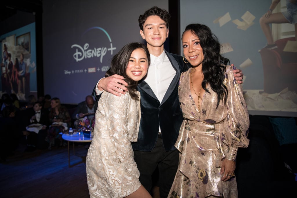 Tess Romero, Charlie Bushnell, and Selenis Leyva arrive at the Disney +'s "Diary Of A Future President" after party