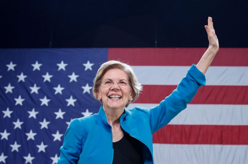 Senator Elizabeth Warren at a New York City rally