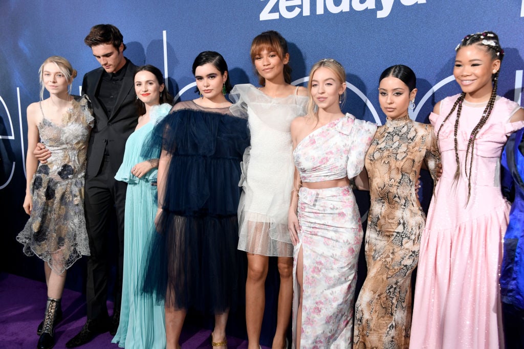 Hunter Schafer, Jacob Elordi, Maude Apatow, Barbie Ferreira, Zendaya, Sydney Sweeney, Alexa Demie, and Storm Reid of HBO's "Euphoria"