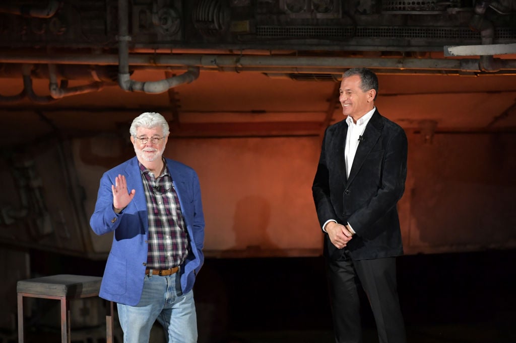 George Lucas and Bob Iger at Star Wars: Galaxy's Edge