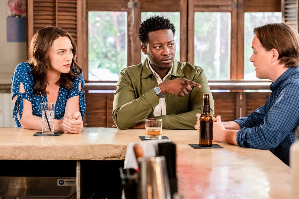 Violett Beane as Cara Bloom, Brandon Micheal Hall as Miles Finer and T.R. Knight as Gideon on 'God Friended Me'