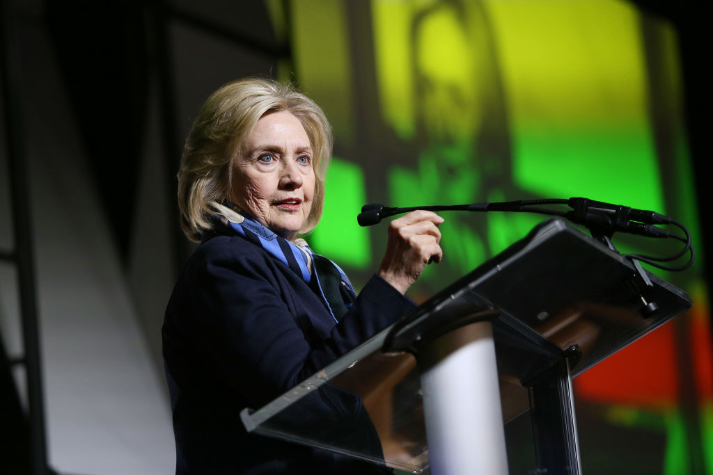 Hillary Rodham Clinton speaks onstage