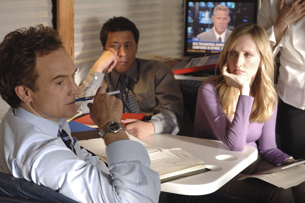 Josh (Bradley Whitford) and Donna (Janel Molony) in a scene from 'The West Wing'