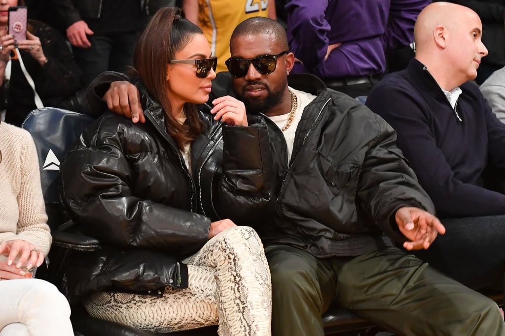 Kim Kardashian looks on during the game between the Los Angeles Lakers and the Cleveland Cavaliers