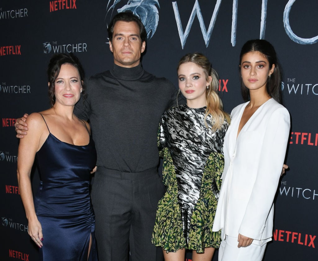 Showrunner Lauren Schmidt Hissrich, Henry Cavill, Freya Allan, and Anya Chalotra of The Witcher