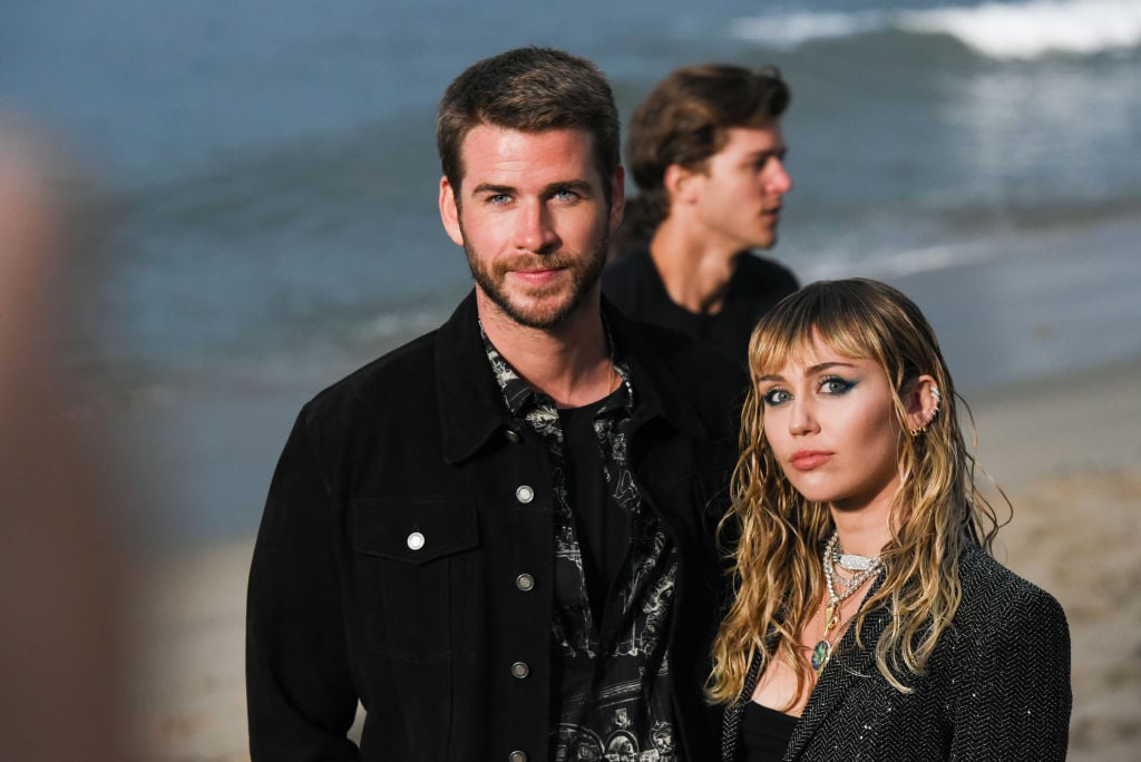 Liam Hemsworth and Miley Cyrus at Saint Laurent mens spring summer 20 show