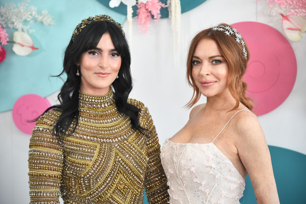 Lindsay Lohan and Aliana Lohan attend the Network 10 marquee on Melbourne Cup Day at Flemington Racecourse