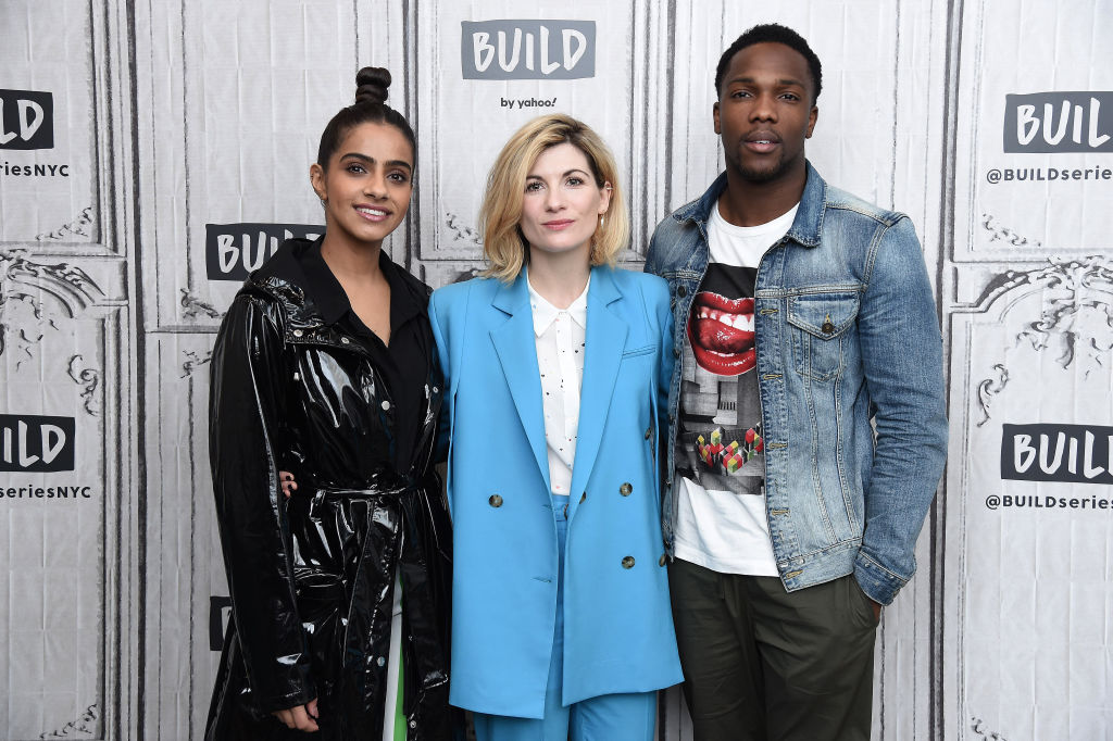 Mandip Gill, Jodie Whittaker, and Tosin Cole of Doctor Who season 12 episode 4