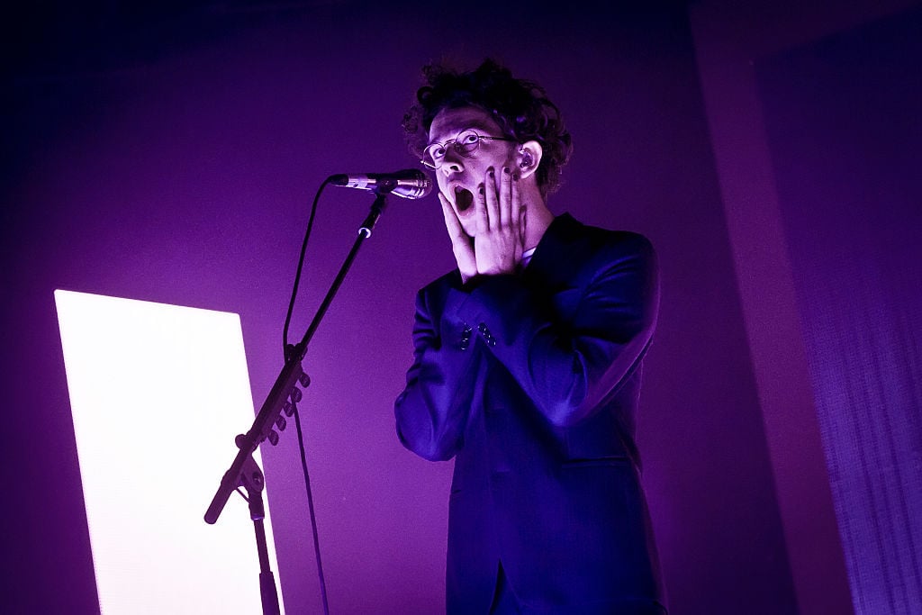 Singer Matthew Healy of the British band The 1975 perform live