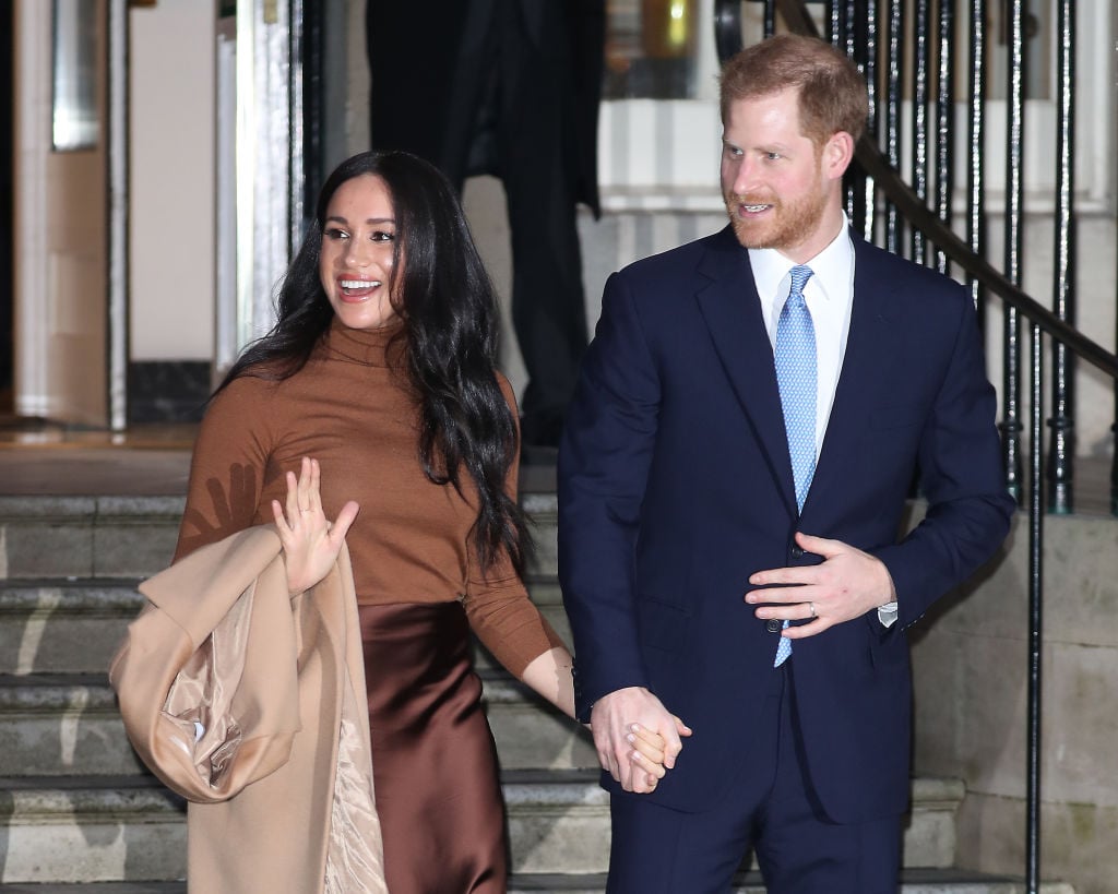 Meghan, Duchess of Sussex, and Prince Harry, Duke of Sussex leaving Canada House on Jan. 7, 2020