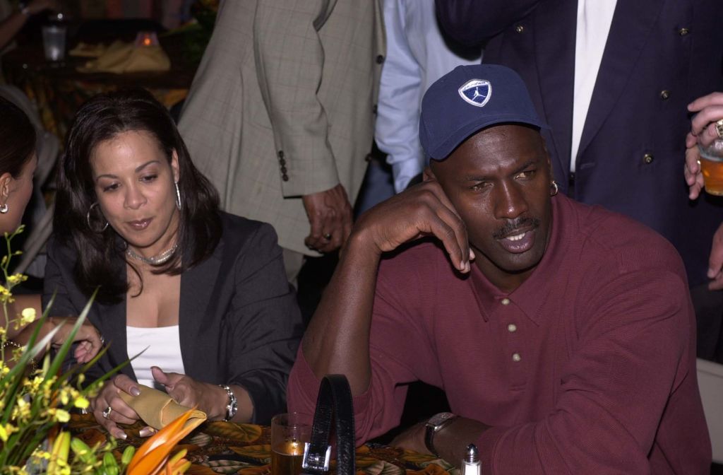Michael Jordan and his wife at the time, Juanita Vanoy, at a celebrity golf game.