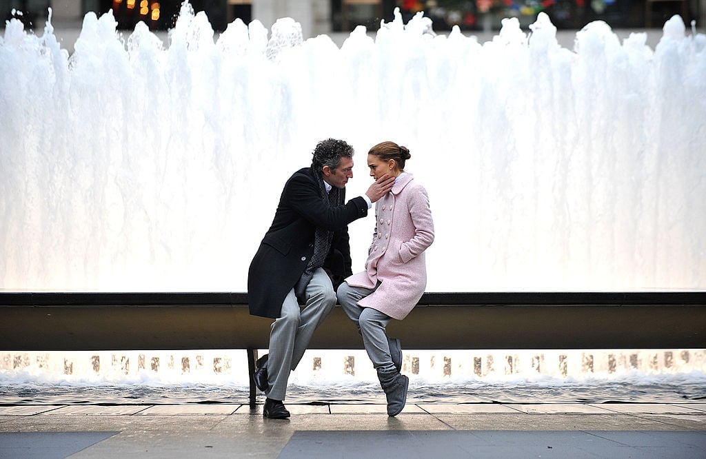 Vincent Cassel and Natalie Portman film on location for "Black Swan" 