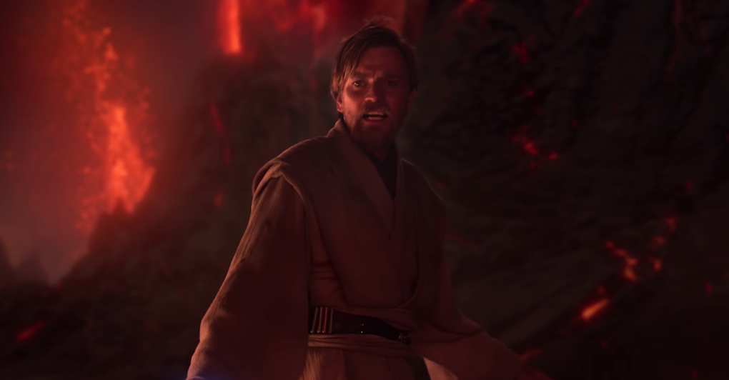 Obi-Wan Kenobi (Ewan McGregor) yells during his fight with Anakin Skywalker (Hayden Christensen) in 'Revenge of the Sith.'