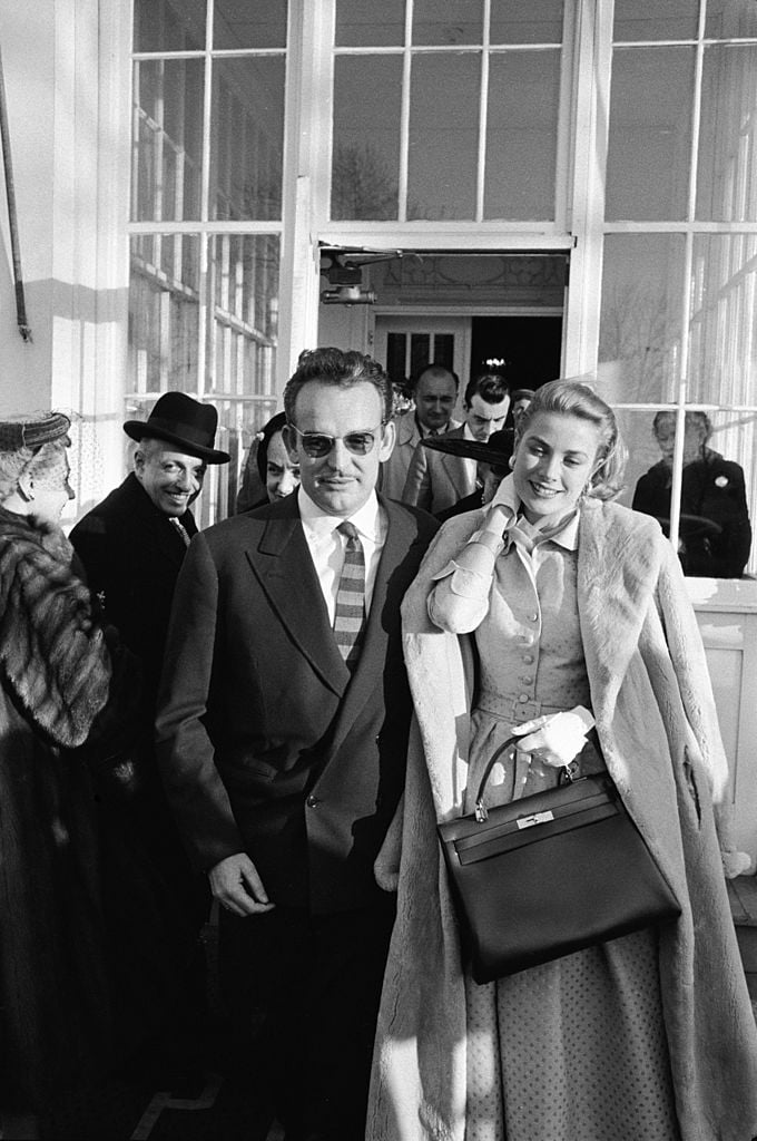 Prince Rainier of Monaco and Grace Kelly in 1956 at the announcement of their engagement