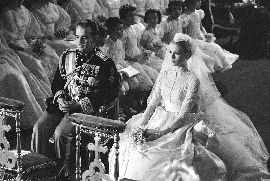 Prince Rainier of Monaco and Grace Kelly during their royal wedding ceremony.