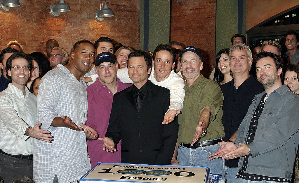Roger Lodge celebrates the 1000th episode of "Blind Date" with the producers of the show at Raleigh Studios