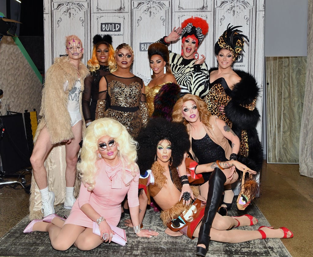 TV personalities Milk, Chi Chi DeVayne, Kennedy Davenport, Shangela, Thorgy Thor, BenDeLaCreme, Trixie Mattel, Aja, and Morgan McMichaels of 'RuPaul's Drag Race: All Stars'