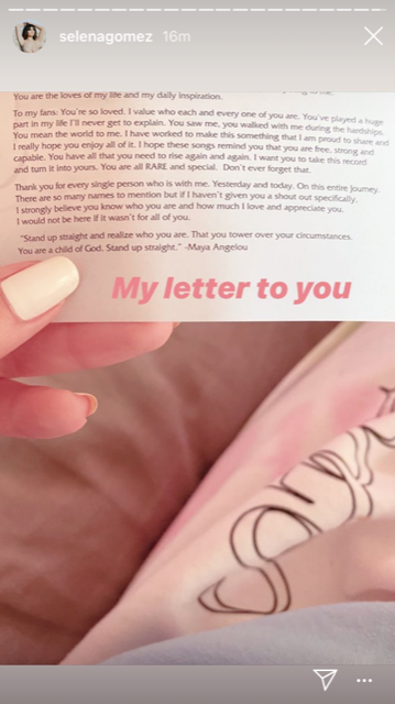 Selena Gomez Rare letter