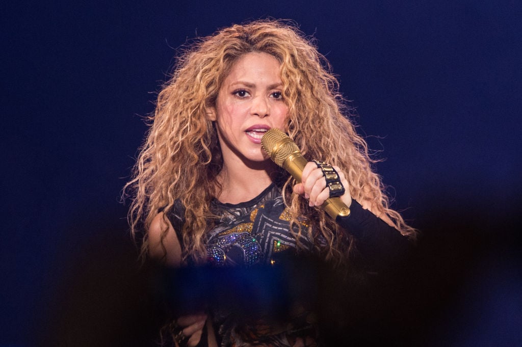 Shakira performing at a concert