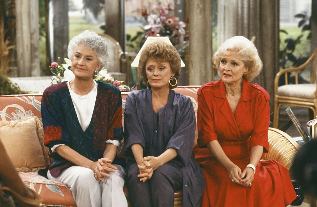 Bea Arthur as Dorothy Petrillo-Zbornak, Rue McClanahan as Blanche Devereaux,  Betty White as Rose Nylund in 'The Golden Girls'
