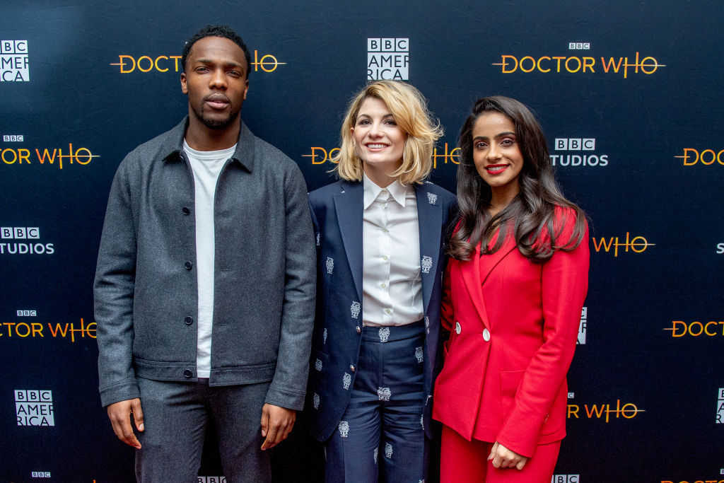 Tosin Cole, Jodie Whittaker, and Mandip Gill of Doctor Who Season 12 Episode 5