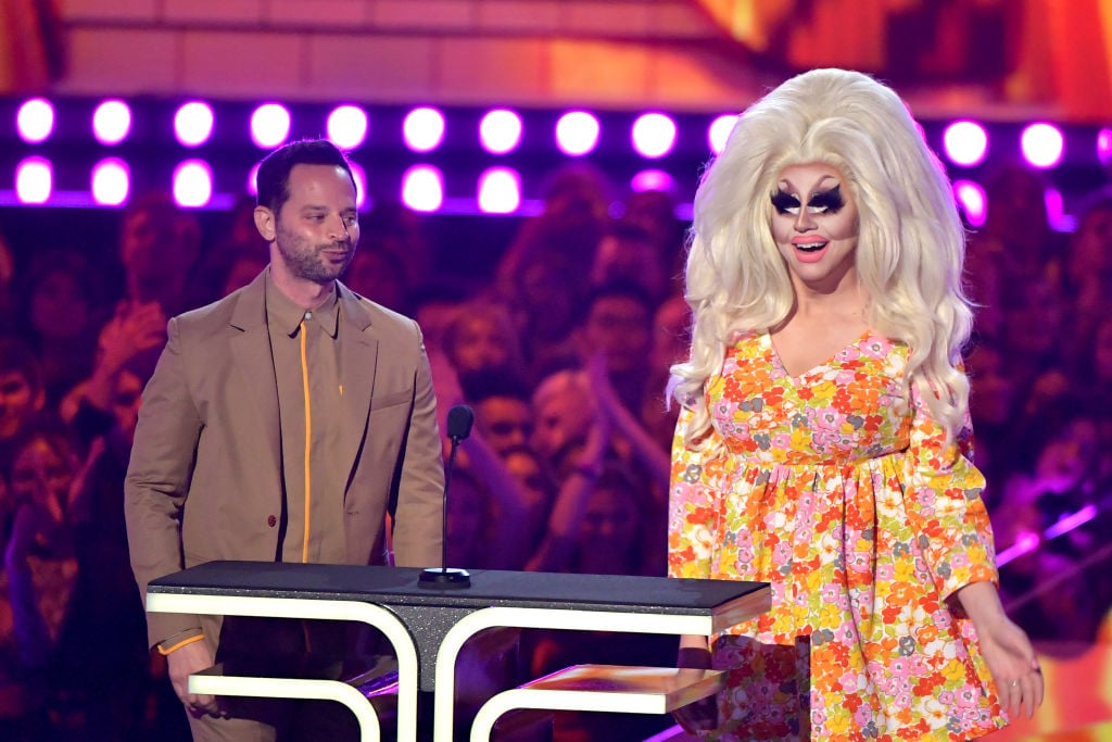 Nick Kroll and Trixie Mattel onstage during the 2019 MTV Movie and TV Awards