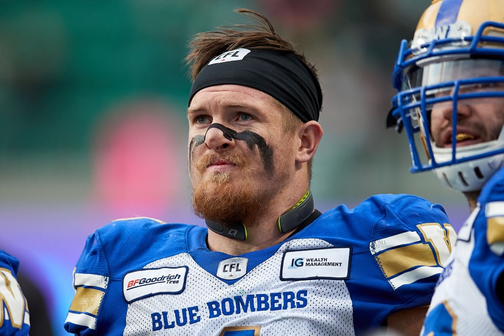 Adam Bighill #4 of the Winnipeg Blue Bombers