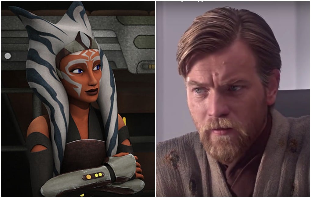 Ahsoka Tano in the 'Star Wars Rebels' episode "The Future of the Force"/Obi-Wan Kenobi (Ewan McGregor) in 'Revenge of the Sith.'