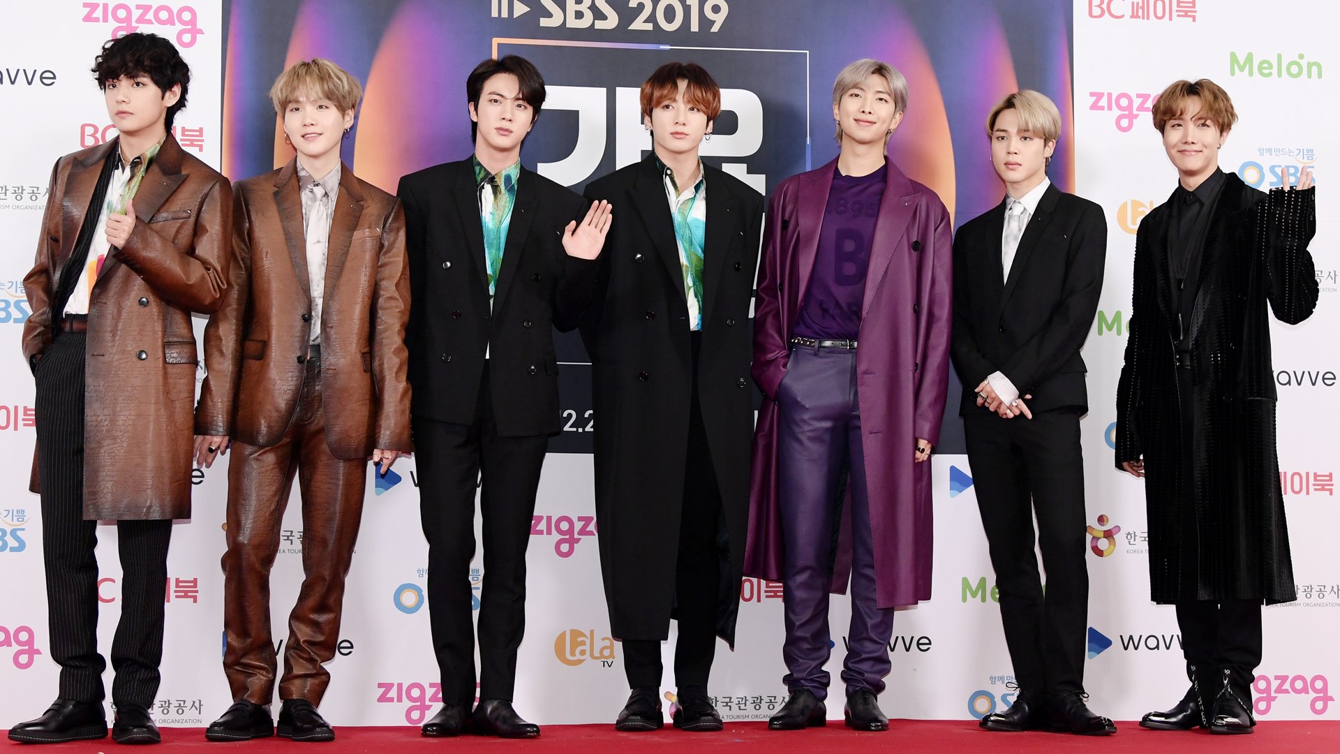 BTS attends 2019 SBS Gayo Daejeon Photocall at Gocheok Sky Dome on December 25, 2019 in Seoul, South Korea.