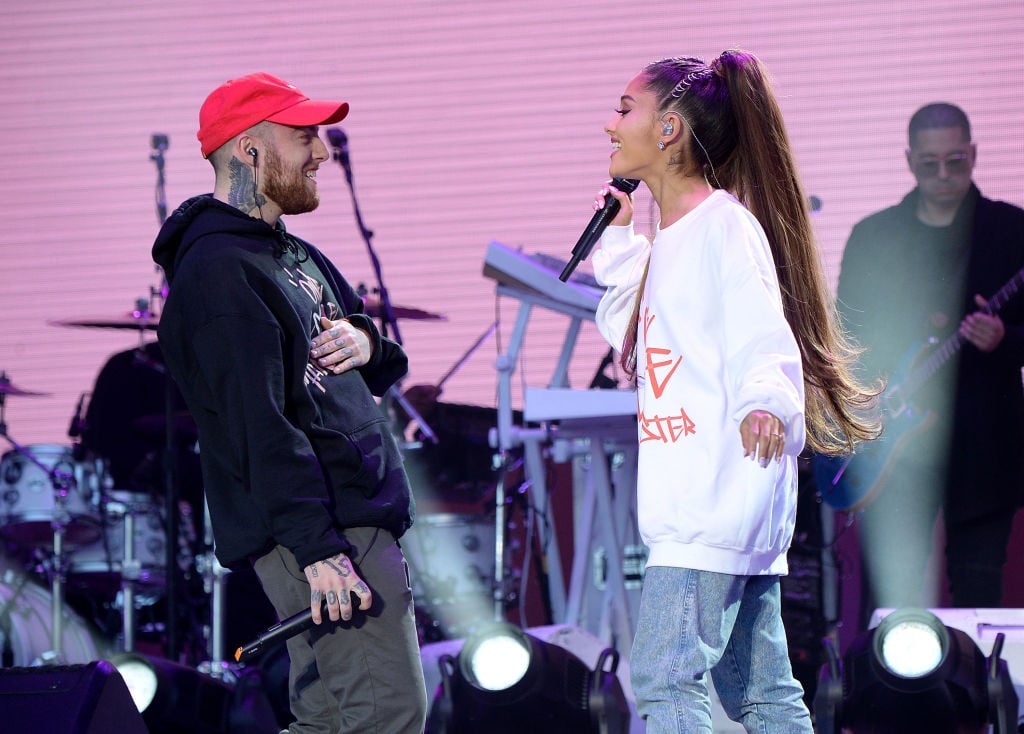 Mac Miller (L) and Ariana Grande perform onstage on June 4, 2017 