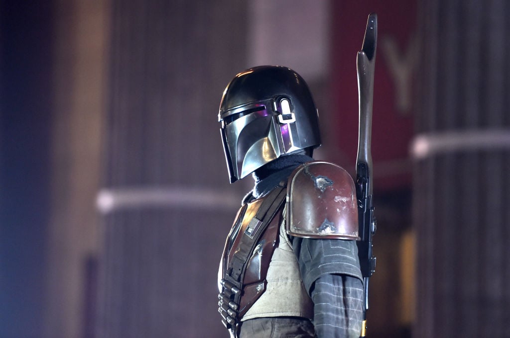 A Mandalorian at the premiere for 'The Mandalorian' at the El Capitan Theatre.