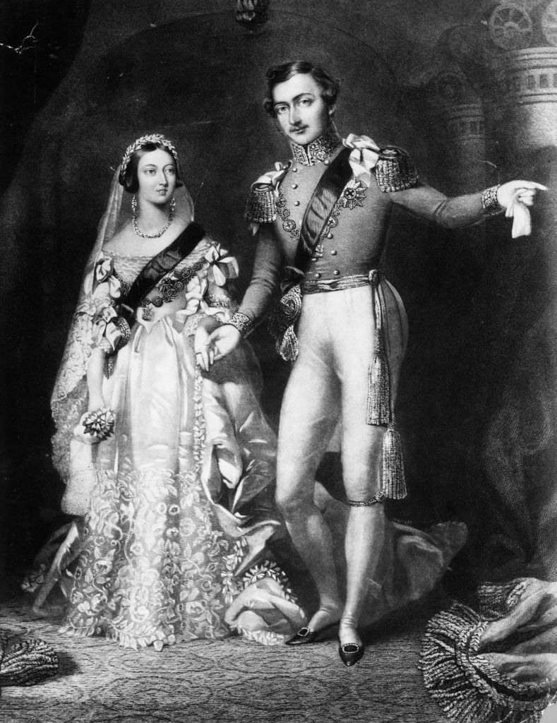 Queen Victoria and Prince Albert on their royal wedding day
