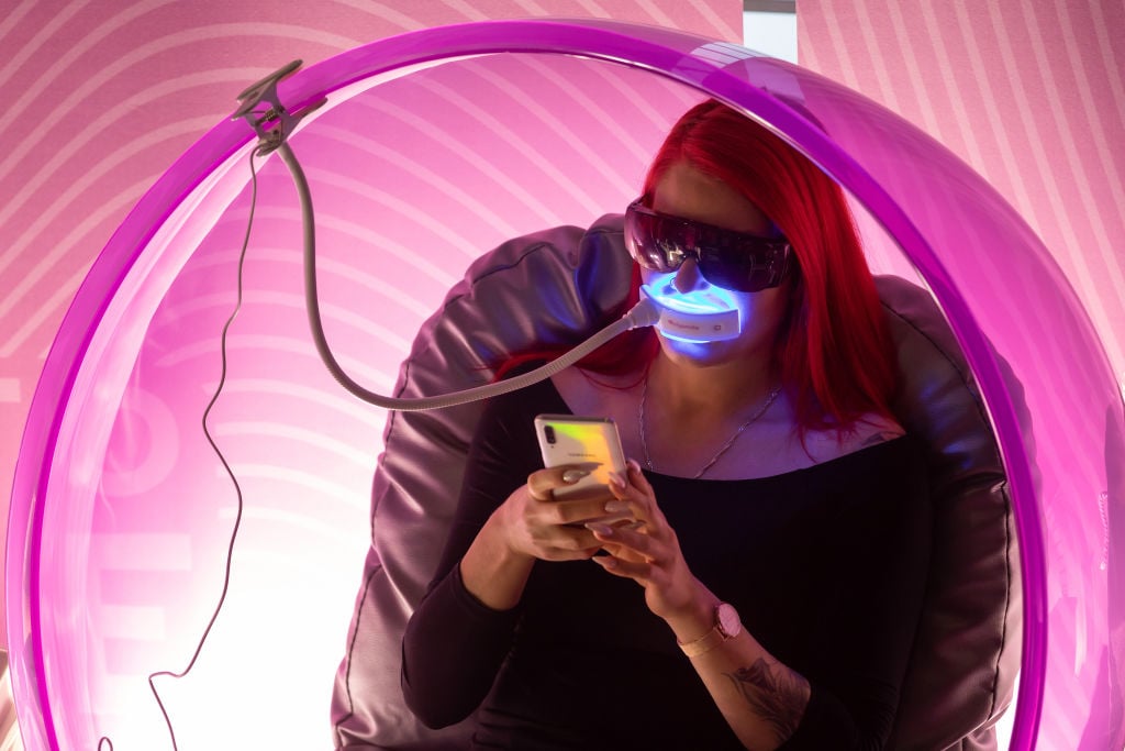 woman having her teeth whitened