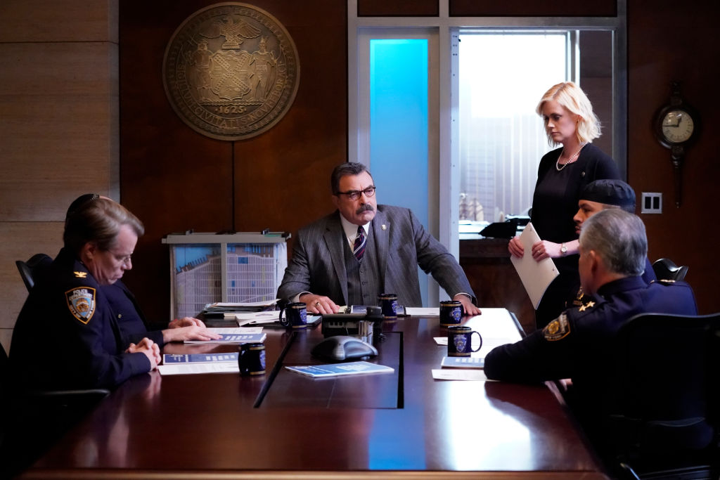 Tom Selleck and Abigail Hawk on the set of Blue Bloods |  John Paul Filo/CBS via Getty Images