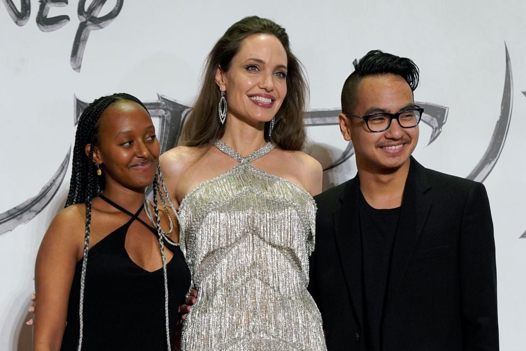 Angelina Jolie and two of her six children: Zahara and Maddox Jolie-Pitt