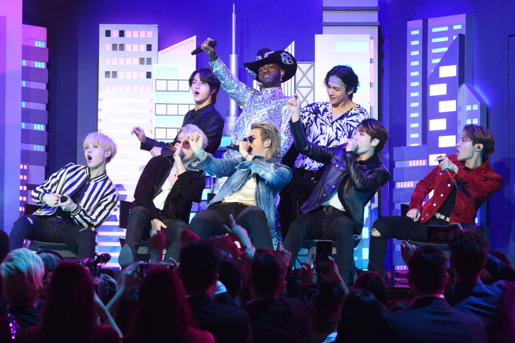 Lil Nas X, Billy Ray Cyrus and BTS perform during the 62nd Annual GRAMMY Awards